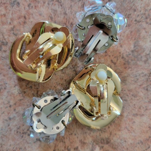 Clip-On Earrings ~ Vintage - Now ~ MCM Beaded Crystal & Current Rhinestone ~ 2pr - Picture 11 of 14